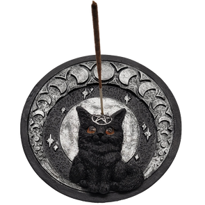 Black Cat with Moons Incense Burner