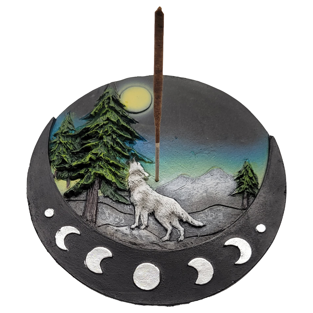 Wolf with Moons Incense Burner – Wild Berry Incense