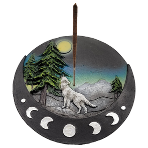 Wolf with Moons Incense Burner