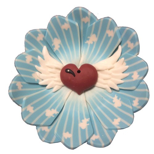 Fimo Round Heart With Wings