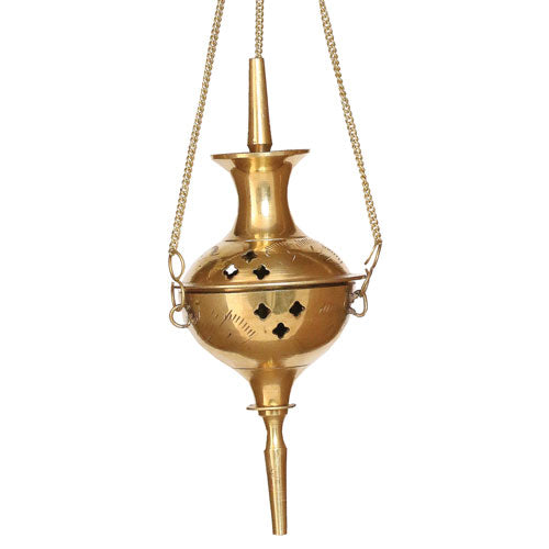 Large hanging brass bowl
